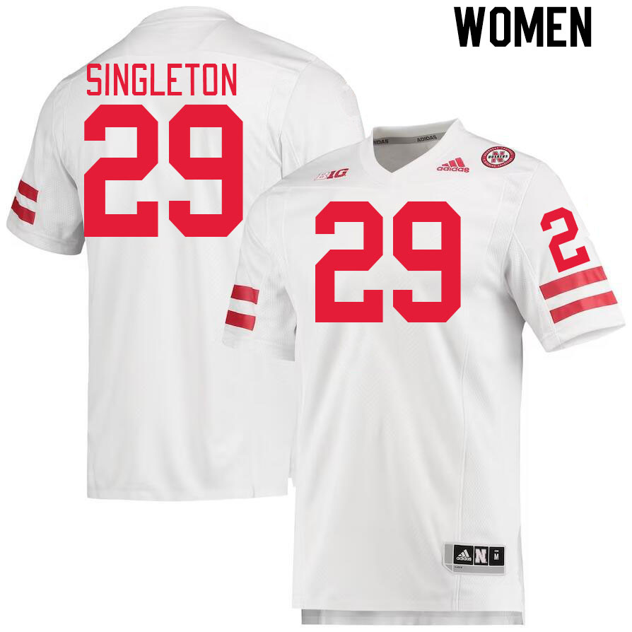 Women #29 DeShon Singleton Nebraska Cornhuskers College Football Jerseys Stitched Sale-White - Click Image to Close
